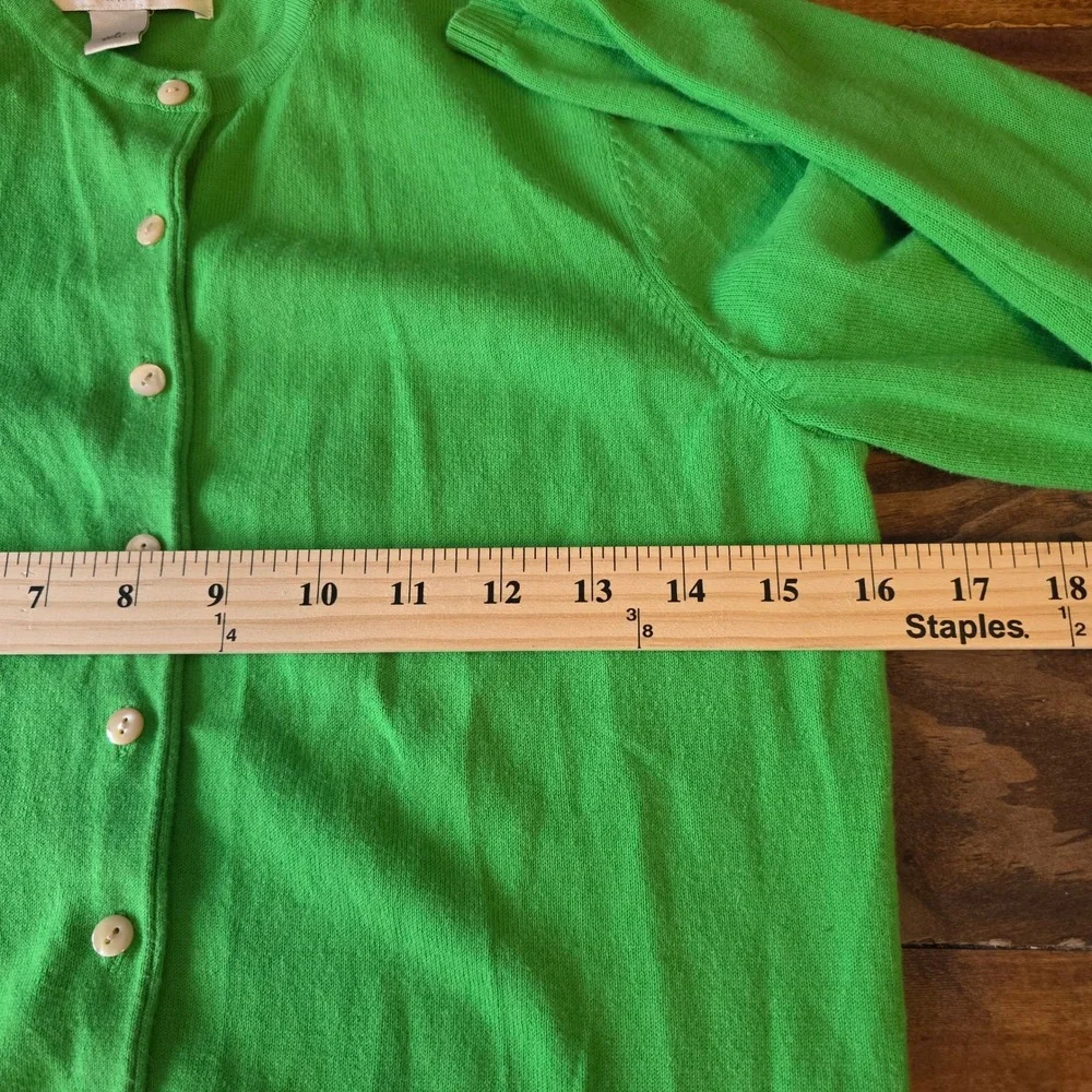 Liz Claiborne Small Cardigan Sweater Green  Button‎ Long Sleeve Cotton preppy